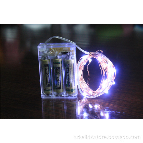 2017 Hot Selling Wholesale Battery Power 2m Long 20 LED Indoor Decoration Christmas Silver LED String Bright Blue Light
